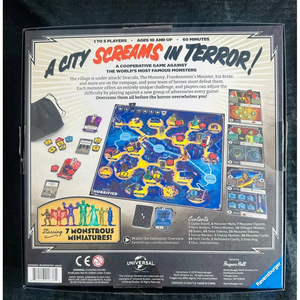 Horrified Universal Studios Monsters Board Game Ravensburger 2019 NEW Complete